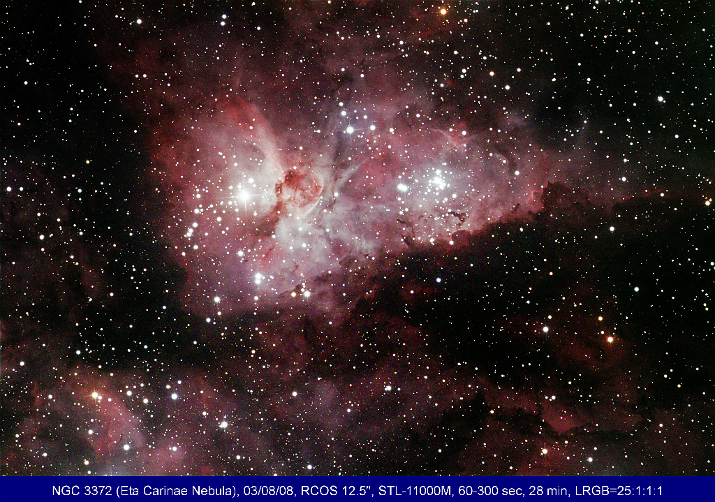 29 NGC 3372 (Eta Carinae Nebula).2008.03.09.png - I started getting interested in remote astrophotography back in  2008, when I took this picture using Global Rent-a-Scope's telescopes in Australia.  The company now goes by the name iTelescope.  It cost me around $100 to buy the time for this picture.